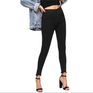 Grunge Y2K Black Distressed Raw Hem Skinny Jeans Eighty Two Denim 9